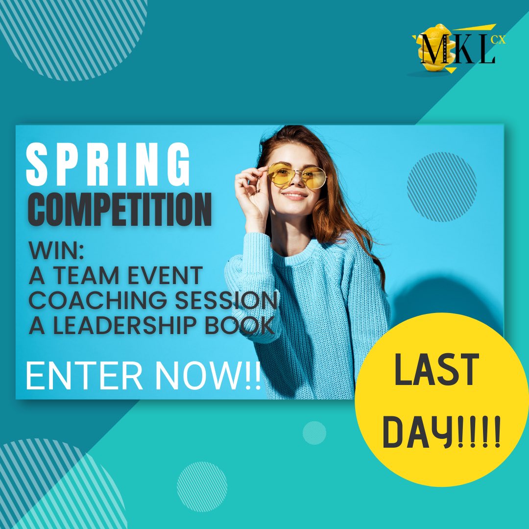 WIN! (Last day!) It’s our spring giveaway and you could win a leadership/training day for your team! Or a CX book, coaching session or colour profile.

Enter here; forms.gle/hXL8rrTeCo3DaV…

Ends TODAY
 #coaching  #leadership #training #win #giveaway #CustomerExperience #EX