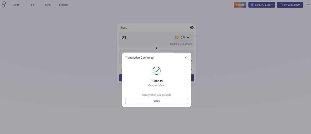 CharoletteHe3's tweet photo. Syncswap enable swap,pool,farm low fees and fast processing in Ethereum L2.
Discord：https://t.co/RxI901tLAg
#L222 #zkSync #Layer2 #ZKRollup #testnet #Ethereum #DeFi @syncswap https://t.co/tRT2Wr7fyl