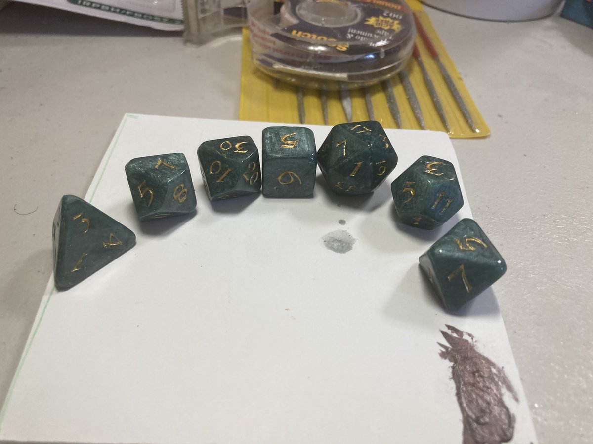 MothsFlame's tweet photo. Finally got around to making some more dice! Quite happy with how these ones turned out https://t.co/BZ21uQfMQP