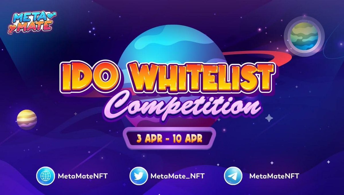 ❤️‍🔥#MetaMate pioneers in building #SocialFi platform, combining dating feature &amp; #Metaverse #NFT
❤️‍🔥MetaMate has released Free To Play ver &amp; will launch #IDO from 7-12Apr

JOIN NOW
👉bit.ly/MetaMate_IDOWh…
🗓End:10Apr

🔥IDO:12Apr
💎IDO price:$0.01
💎Listing price:$0.01