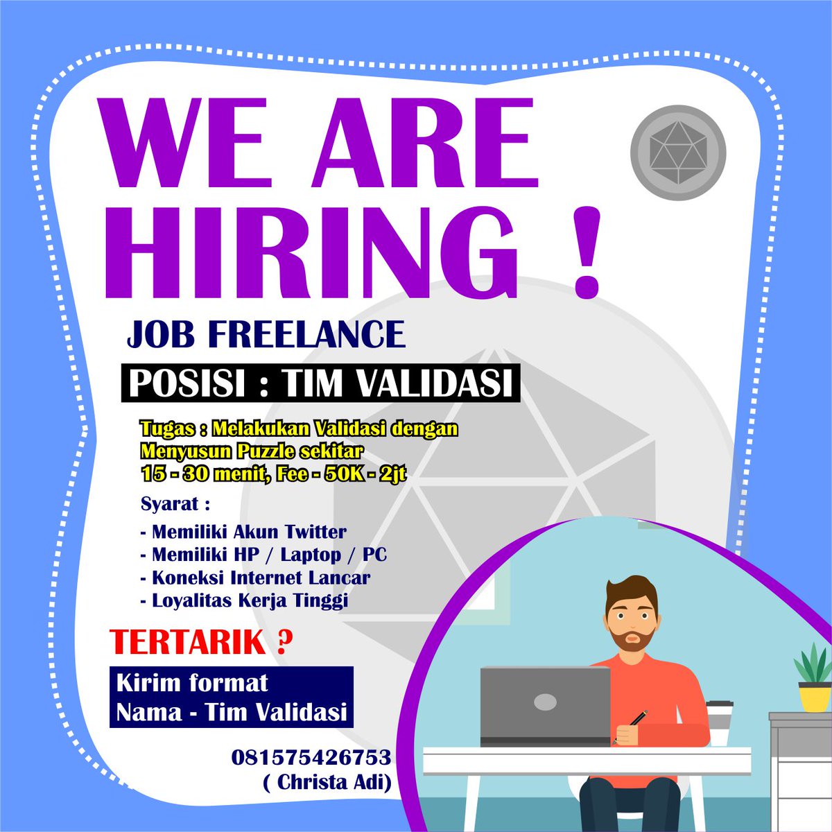 AdieJRs2's tweet photo. Mari kita bercuan,, siapa yg ga mau cuan niii 
detail info https://t.co/lE0aupOIin

#ricator #idena #jobfreelance #freelance https://t.co/GnN08LdjEv