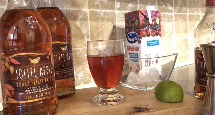 When it’s spring again ……we’re having a lighter tangy mix up with our Kin today - a touch of cranberry juice will set the tastebuds tingling #toffee #apple #cranberry #vodka #mixology #spring