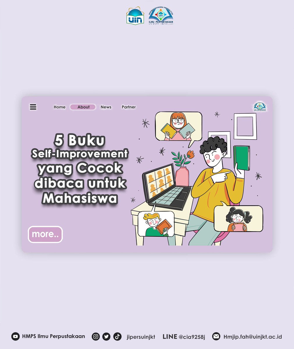 jipersuinjkt's tweet photo. [JIP INFO HMPS IP 2021]

Hai kawan jipers👋
Siapa nih yang lagi merasa sedih, galau, atau insecure terhadap diri sendiri?

Ngga perlu sedih lagi, coba baca 5 rekomendasi buku self improvement ini untuk membantu mengatasinya
_________
HMPS Ilmu Perpustakaan 2020/2021
#jipersuinjkt https://t.co/a8xenzcBGz