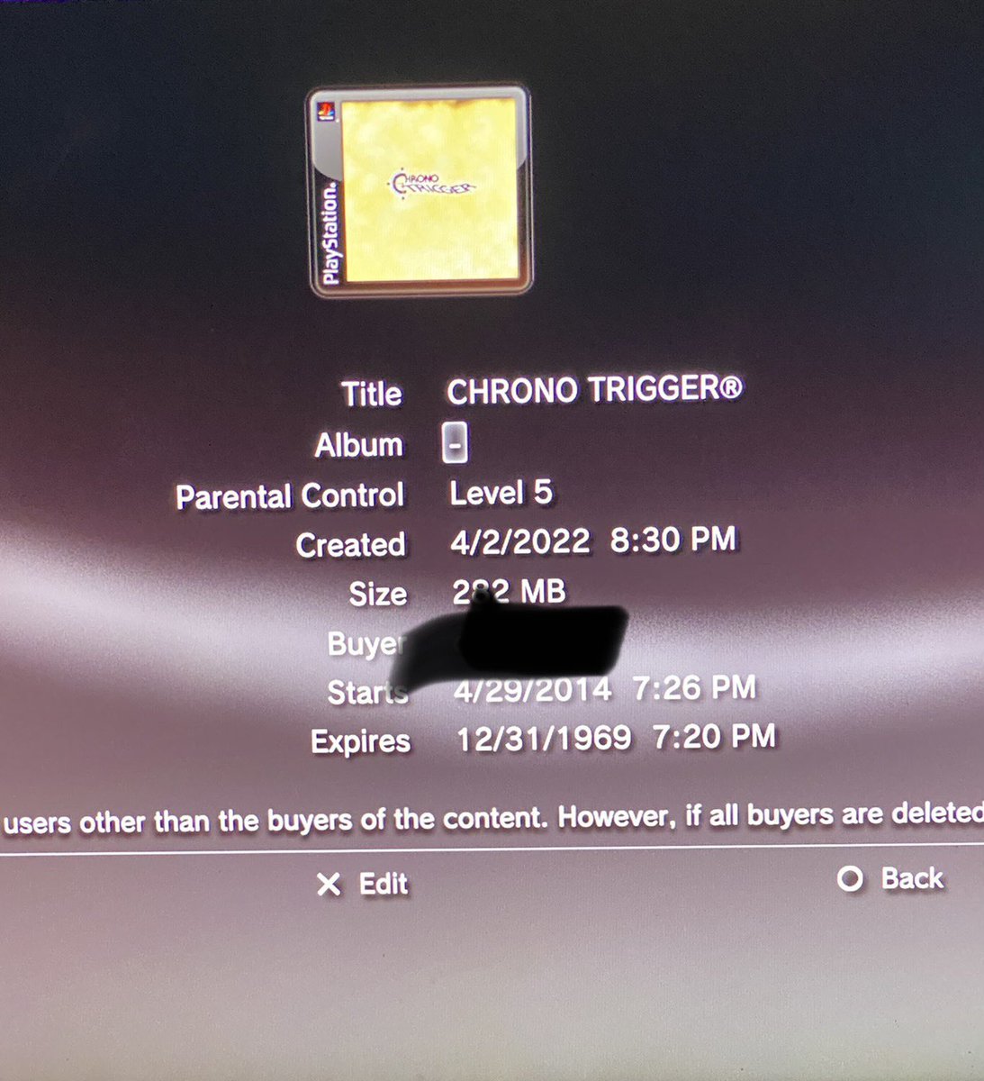 DrHeineman's tweet photo. @FooseTV @AskPlayStation both Chronos borked for me also. These 5 games are out of ~100 ps1/2 games on PS3. just formatted system/downloaded games last week, haven’t been able to open them https://t.co/K2FZdpOtzM