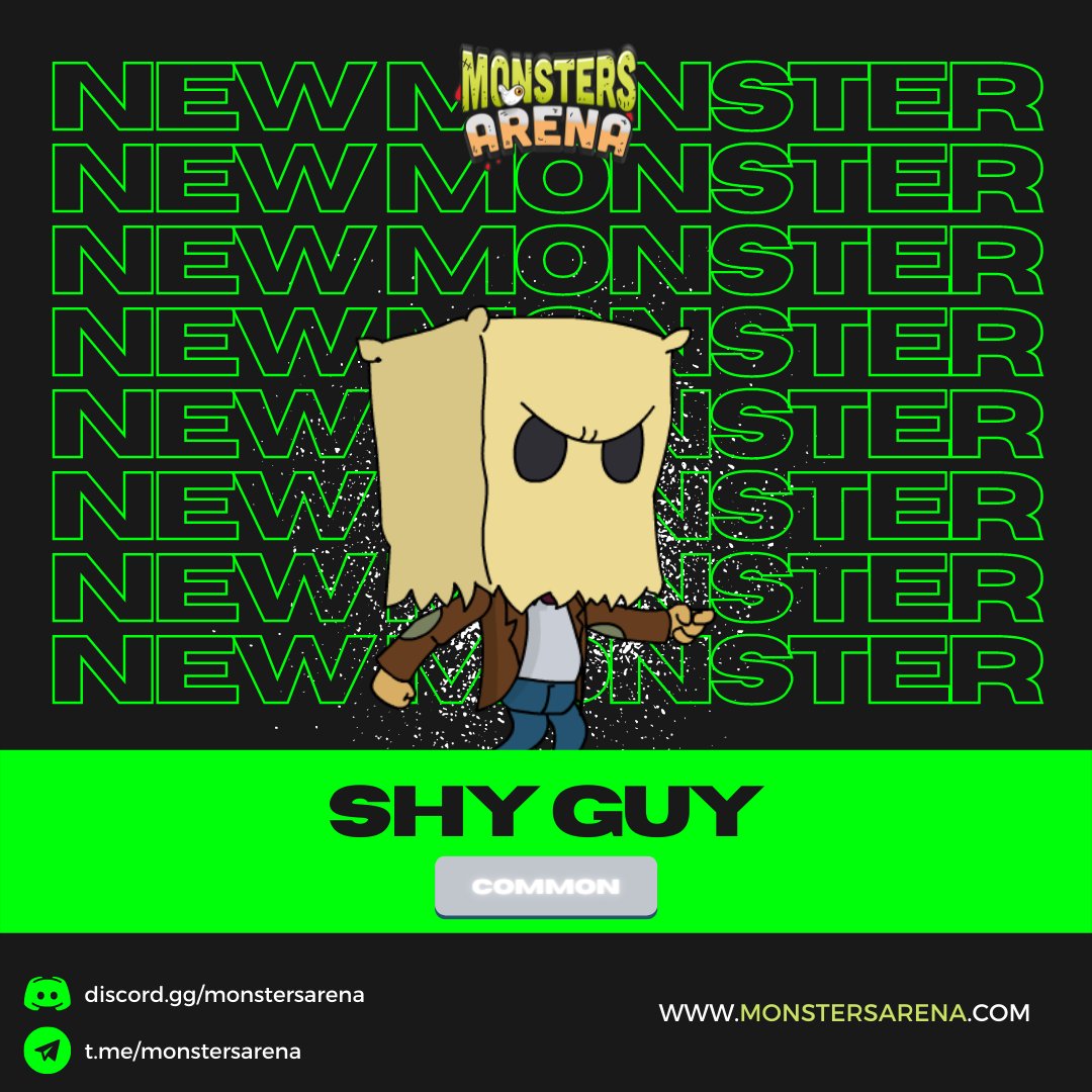 monstersarena's tweet photo. #5 😳SHY GUY

Meet Shy Guy, he is a COMMON guy, love sports and cars. Decided to compete in Monsters Arena to challenge himself and take a big prize.

#NFTs #NFTGame #nftgames #PlayToEarn #play2earn
#monstersarena #NFT #blockchaingames https://t.co/e4ecb7rSUa