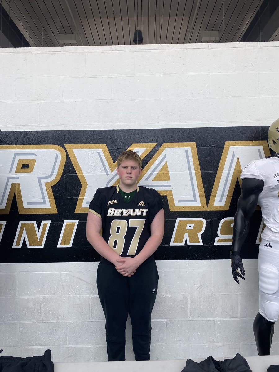 NickWilderson's tweet photo. @CoachSielawa @CoachBarese1 @CMerrittMT @CoachCamp01 Thank you for a great day at Bryant, can’t wait to see you at camp in June. Fantastic football and top notch academics! https://t.co/45fr2YzzaS
