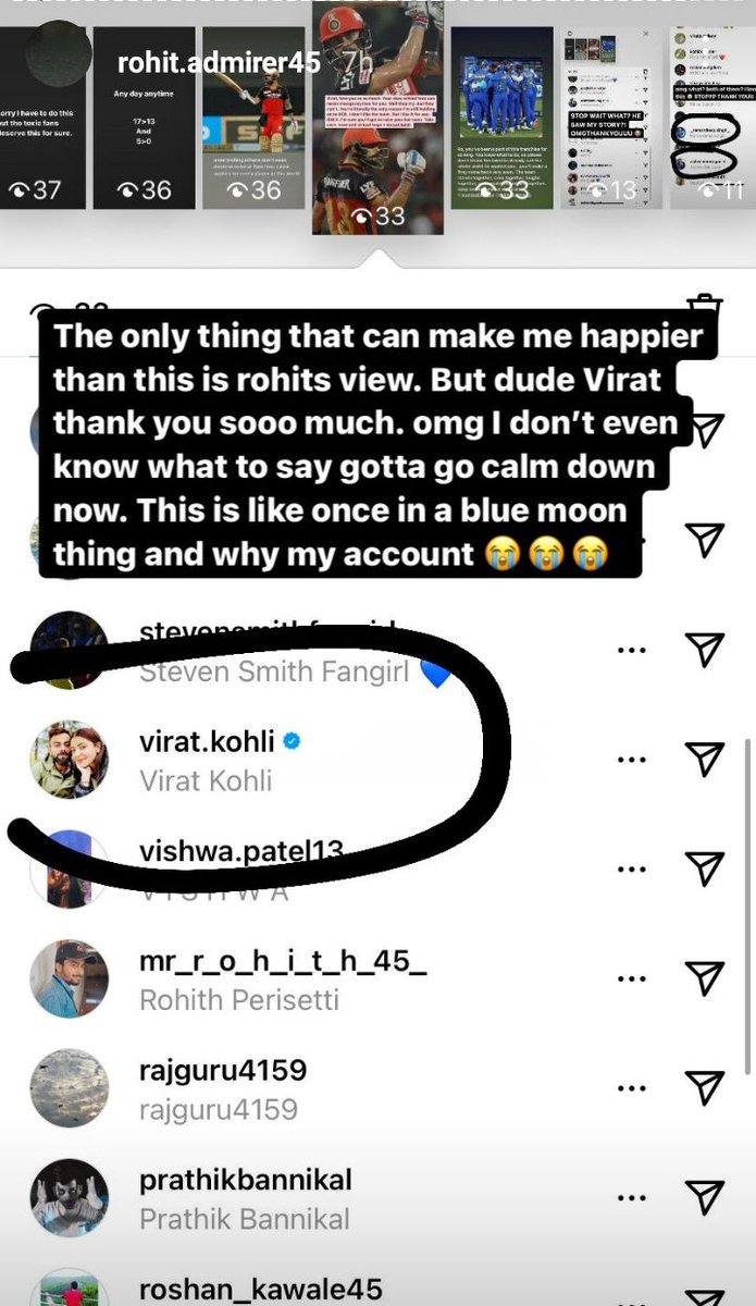 Kohli's being active and he saw a fan's story WTFFFFFFFFF-