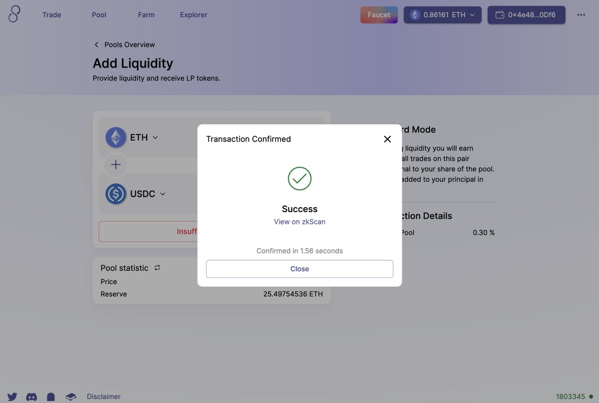 0xScottchl's tweet photo. smooth, fast, and easy to use. You can use dai or usdc as gas! dont miss out the campaign and join at https://t.co/kBoqjPADcB 
#L222 #zkSync #Layer2 #ZKRollup #testnet #Ethereum https://t.co/1qzYEpZMB6