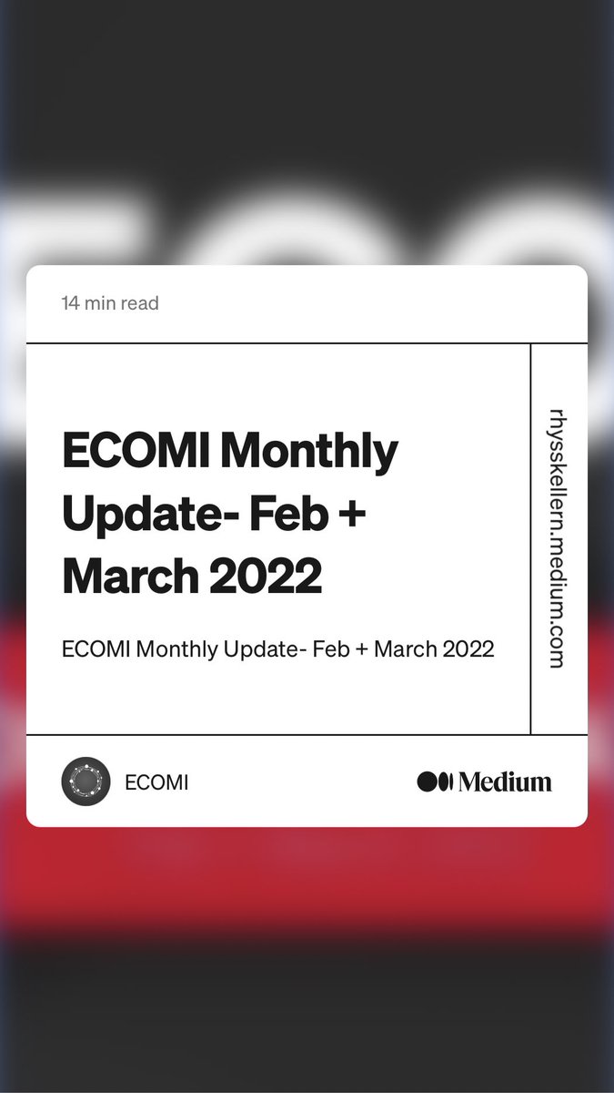 koushmaw's tweet photo. “ECOMI Monthly Update- Feb + March 2022” by ECOMI
https://t.co/8L4IpOP17P https://t.co/v4NpdzD3RM