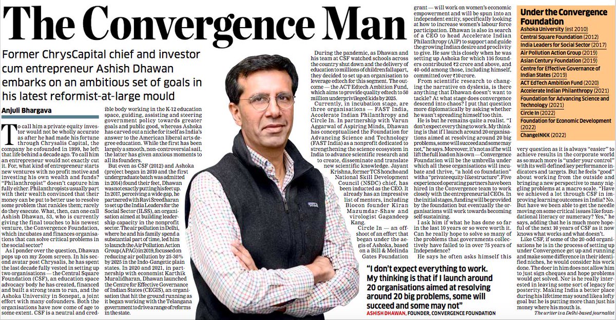 TCFtweet's tweet photo. The Convergence Man: Former ChrysCapital chief and philanthropist @AshishDhawanTCF embarks on an ambitious set of goals to #BuildTCF and build with TCF https://t.co/KfC7H5ojVv https://t.co/0aVFm17vos