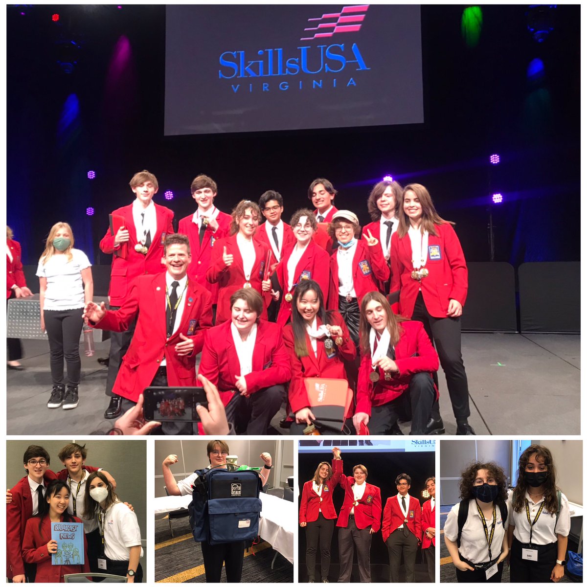 TV Prod. students win gold in 2020 Va. State SkillsUSA championships at Va. Beach. Champions in Broadcast News, Special effects, Television (Video) Production, Audio Radio, and Radio Preprod. Congrats team. <a href="/arlingtontechcc/">Arlington Tech</a> <a href="/APSCareerCenter/">Arlington Career Center</a>