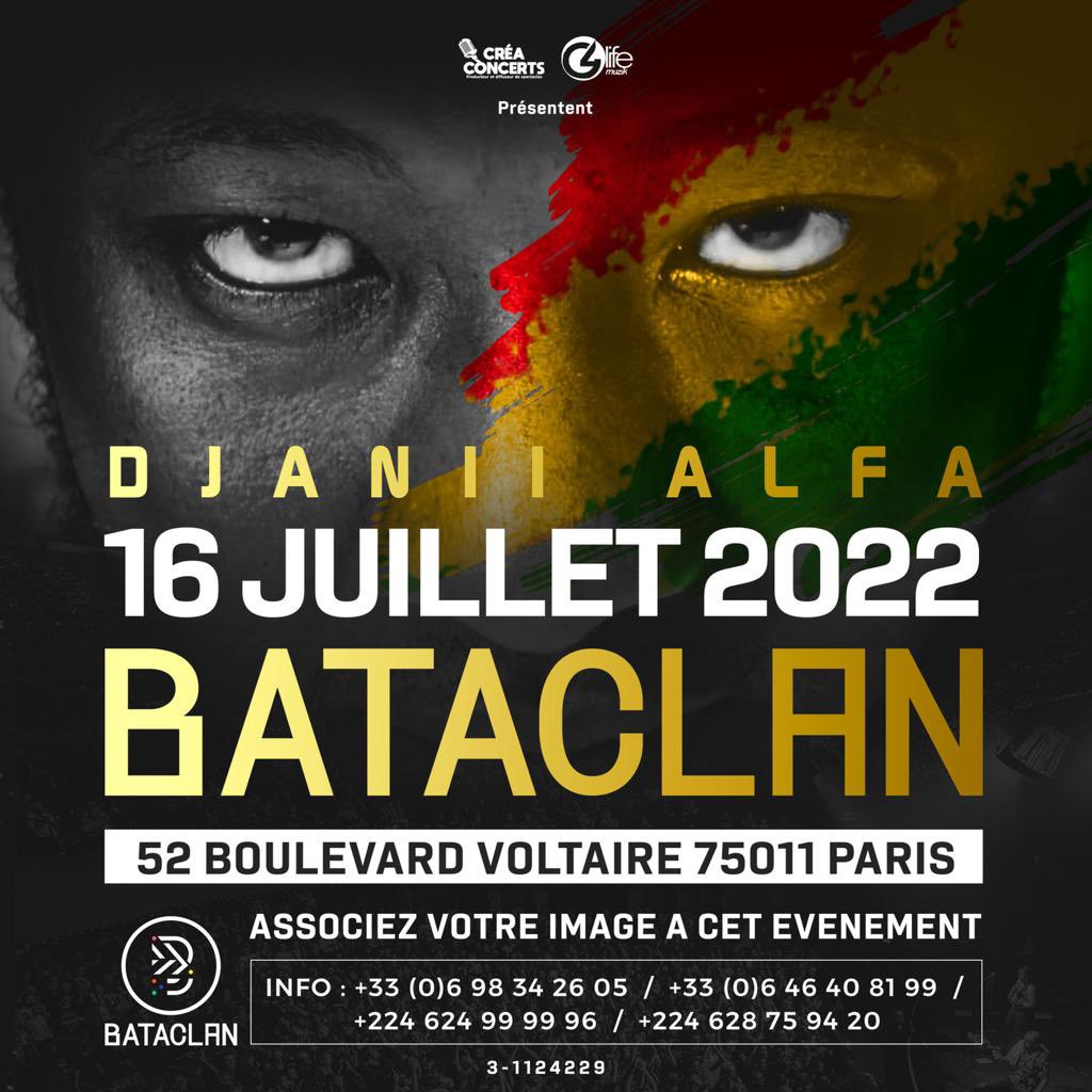 La famille: Un nouveau défi  nous attends et pas des moindre. On doit Dompter la Mythique et prestigieuse salle qu’est le Bataclan. J’ose compter sur le soutien de tous.Le Pays Attend de Nous de la Grandeur Soyons à la hauteur. ♥️🇬🇳♥️
#ChefRebel #Peacetour #Bataclan #16juillet