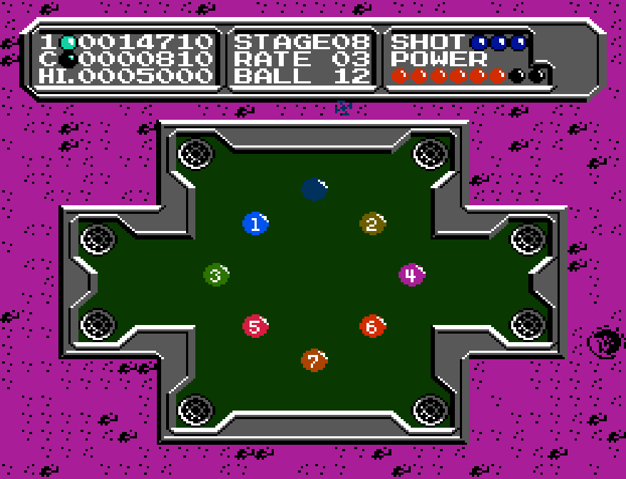 BuscandoElWarp's tweet photo. El juego del día: #LunarPool (#NES)
Creador: #PonyInc en 1985
Un extraño juego de "pool" en donde las mesas tienen diferentes estilos (60 en total), como si estuviéramos en el espacio podemos ajustar la fricción de la bola.
No te recomiendo jugar contra la CPU, la IA es terrible. https://t.co/EJ4OL0ZJU2