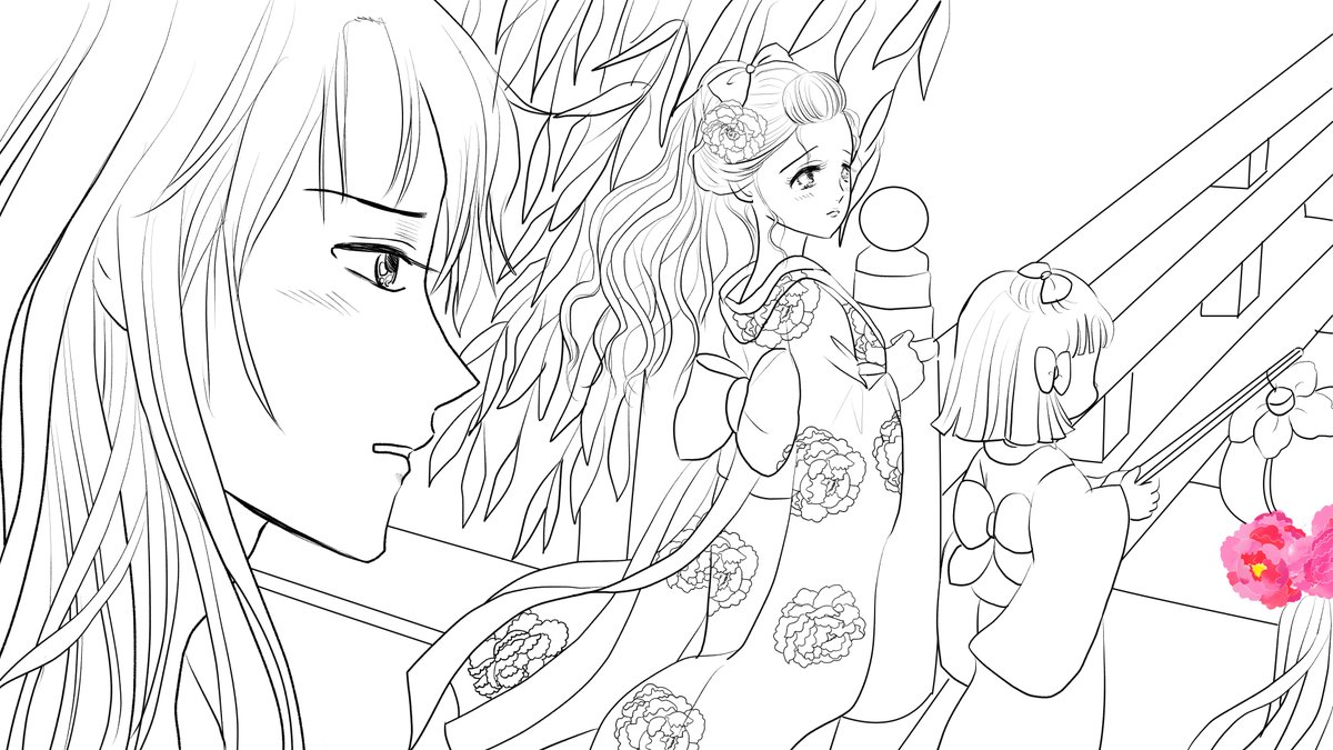 昨日描いた絵です( ゜Д゜)
恋の魔法とおまじない688-2色塗途中、イラストACさん素材ちびモブ会社員、福娘様昔話かぐや姫,
昔話牡丹灯籠ペン入れ 