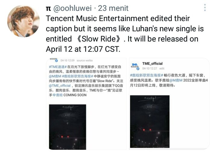 hunhanbase's tweet photo. 04.12 &amp; 12.07

12 april 2021 : Have you heard what the wind said? 
12 april 2022 : Slow ride 

🌹 https://t.co/1FKAvb6C9v