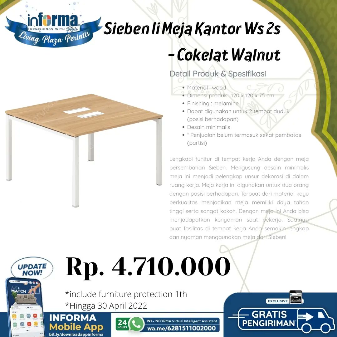 FitraTamrin1's tweet photo. Sieben Workstation 2s
Meja kantor, @informaperintismakassar https://t.co/sXSuGsm0qi