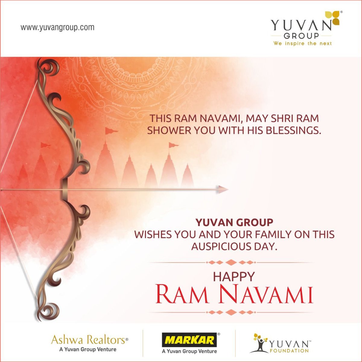 yuvangroup_2014's tweet photo. May Lord Ram bless you abundantly. Wishing you and your family happiness, peace, and prosperity. Happy Ram Navami!
#YuvanGroup #AshwaRealtors #Markar #YuvanFoundation #ShriRamNavami #JaiShriRam #LordRam #Thane #Mumbai #India https://t.co/tu8krsMMwk