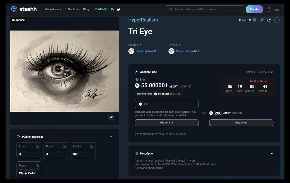 AUCTION IS LIVE - The first Physical Hand Drawn Original Artwork from Shane Sparrow. Starting off with something small 😉
💎
Artwork is 12x16in. 
💎
Only on #StashApp  💎💎💎 👀

stashh.io/asset/secret1g…