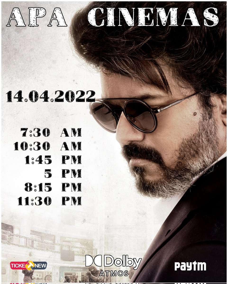 APA_Cinemas_KKD's tweet photo. #Beast bookings for 14-04-2022 sheduled with #6Shows at your #APACinemas #DolbyAtmos #7WaySoundSystem
#ShowTimings: 7:30 AM | 10:30 AM | 1:45 PM | 5 PM | 8:15 PM | 11:30 PM
@actorvijay @sunpictures @Nelsondilpkumar @anirudhofficial @siddhu_viva @KanthaswamyC #BeastBookings https://t.co/C1wFzg2c2J