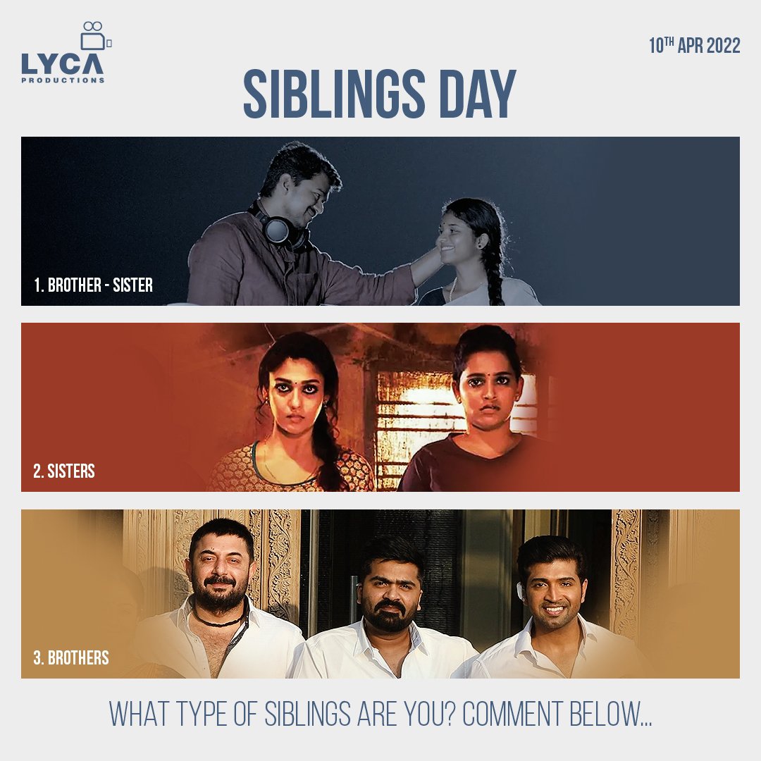 LycaProductions's tweet photo. Enna dhan CCV siblings madhiri adichukitalum, avangalukku onnu'na CoCo siblings madhiri kooda onnavae iruppom! 👬🏻👭🏻👫🏻
Happy Siblings Day 🔥🤝🏻🌊
#SiblingsDay #Kaththi #CoCo #CCV https://t.co/XmvOcuF1ly
