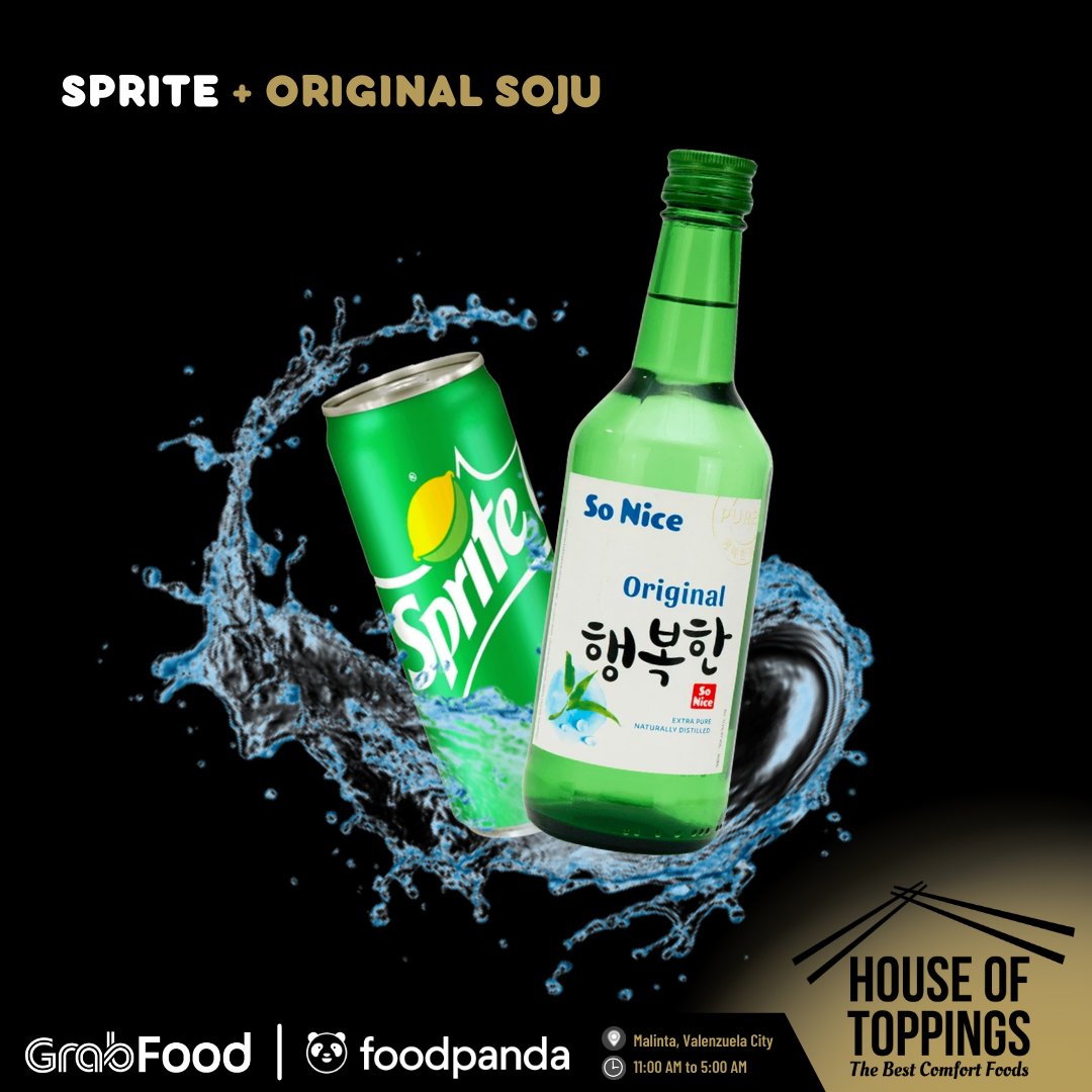 HouseOfToppings's tweet photo. SOJU SUMMER COMBO: Sprite + Original Soju, the perfect match for you! Order this NEW offer until #5AM today. 😍

#Soju #Summer
#Alcohol #Pool #Water
#TheBestComfortFoods
#HouseOfToppings https://t.co/l1PlHGGIpB