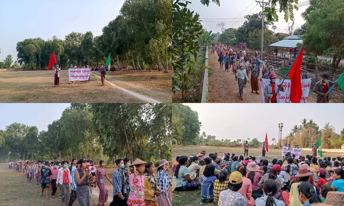 YeMinAg5's tweet photo. Anti-coup revolutionary strike in Sagaing's #Taze Twp on Apr 9.  #2022Apr10Coup #VillagesBurntDownByJunta #WhatsHappeningInMyanmar https://t.co/MGZh6S47Hv