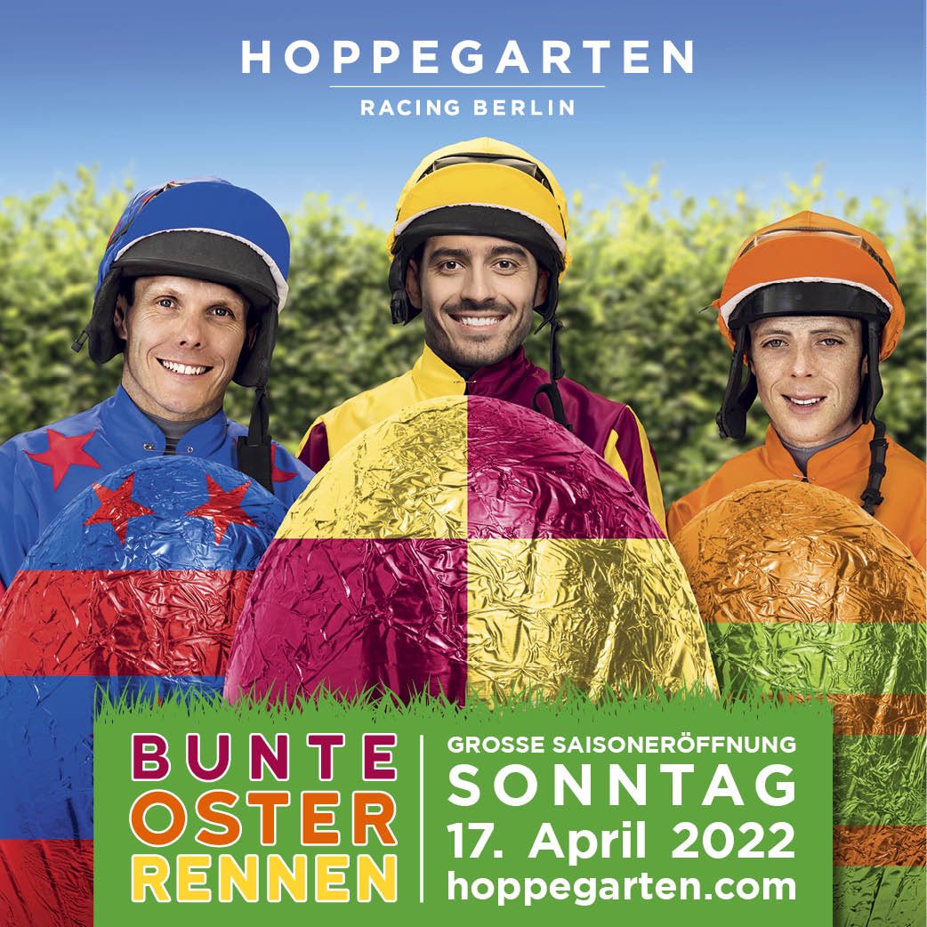 RennbahnBerlin's tweet photo. In einer Woche an Ostersonntag geht‘s endlich wieder los. Wir freuen uns auf die Grosse Saisoneröffnung 2022 🏇🏽☀️🐰😍🍾 https://t.co/A2i753usK4