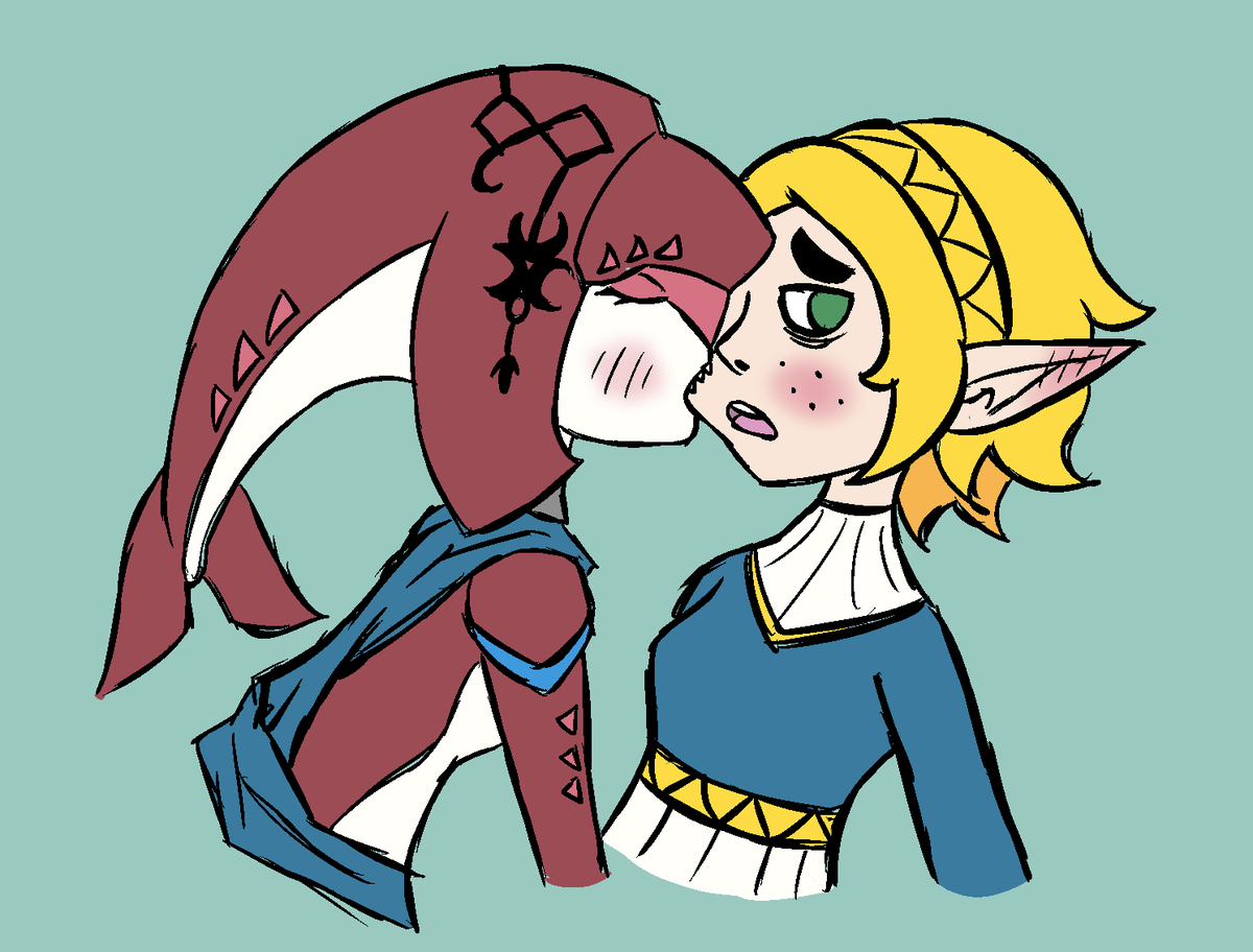 nausicaa_eclair's tweet photo. the first kiss is always a litte awkward
#zelpha #botw #fanart https://t.co/coIkN9Hzdv