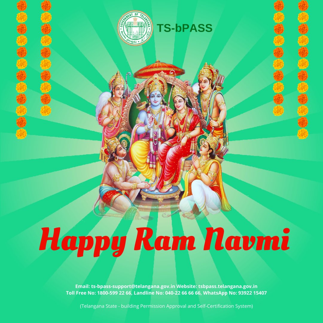 TG_bPASS's tweet photo. Wishing you Happy Ram Navmi and may Lord Ram and Goddess Sita shower their blessings on you.
•
•
•
#ramnavmi #telangana #hyderabad #maud #instantapproval #instantregistration #singlewindow #tsbpass #nium #urbandevelopment #buildingapproval #onlineapproval #applyonline https://t.co/MYX91wrZZd