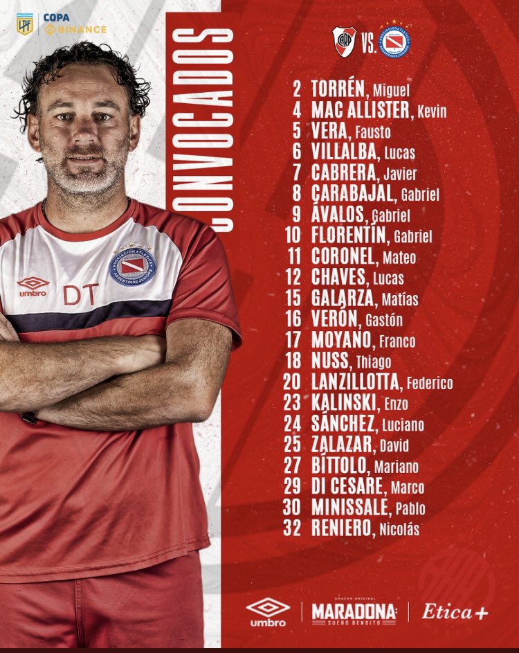 ⚽️ARGENTINOS'UN MAÇI VAR!!!! 

🏆 Binance Kupası <a href="/binance/">Binance</a> 
🆚 River Plate
🏟️  Antonio Vespucio Liberti Stadı
⏱️ 🇹🇷 TSİ 01.00
⚖️ Yael Falcón Pérez 
📺 Türkiye yayını yok 
#️⃣ #VamosBicho