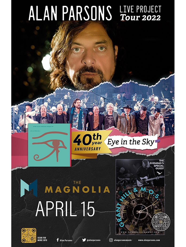 granthillandmos's tweet photo. ALAN PARSONS LIVE PROJECT TOUR 2022 AT THE MAGNOLIA
OPENING ACT GRANT HILL & M.O.S.
Friday—APRIL 15
ADVANCE TICKETS https://t.co/GkH3X5lWcQ
https://t.co/o7Sh3PdTLt
https://t.co/JIdWq3Worn
@alanparsons
#alanparsonsproject #alanparsons #alanparsonsliveproject #mosmusic #livemusic https://t.co/6CM70w80ay