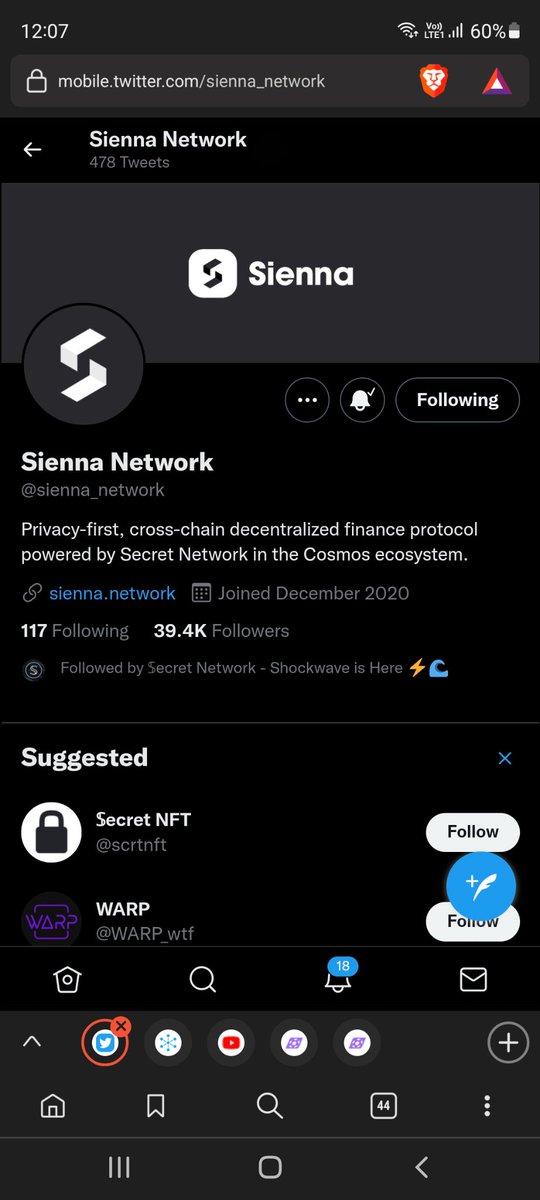 Ajay81152947's tweet photo. @sienna_network @CyberAgents_NFT @Sandeep31395128 ,@10Auraiya ,@A83lex 
cross-chain decentralized finance protocol powered by Secret Network in the Cosmos ecosystem🚀🚀

Nice opportunity to join this project 
👍
All task done!!

#NFT,$SIENNA,
#Giveaway Contest https://t.co/H5cmWiWHmY