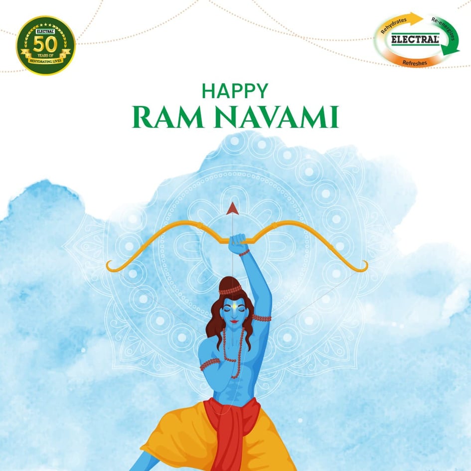 electralofc's tweet photo. Electral wishes you Happy Ram Navami! May Lord Ram's blessings be bestowed on you and your family.
.
.
#RamNavami #LordRam #50YearsOfRehydratingLives #50YearsOfElectral #Celebration #CelebratingHydration #PeopleOfIndia #Electral #Hydration #Water #Dehydration #Rehydration #India https://t.co/q3aT8m9z6l