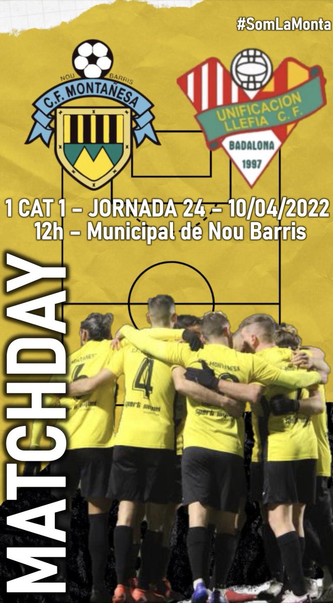 🟡⚫️ JORNADA 24: Portem una setmana esperant a que torni a rodar la pilota.
L’espera s’ha acabat. AVUI ÉS EL DIA.
Des de les 12h l’equip de <a href="/RaulPaje/">Raul Paje</a> té una cita amb <a href="/ULlefia/">Unificación Llefià CF ♥️🤍</a>, amb la Història i amb tota la parròquia local que vol aquest ascens.
#1cat1
#SomLaMonta
#DirectoMonta