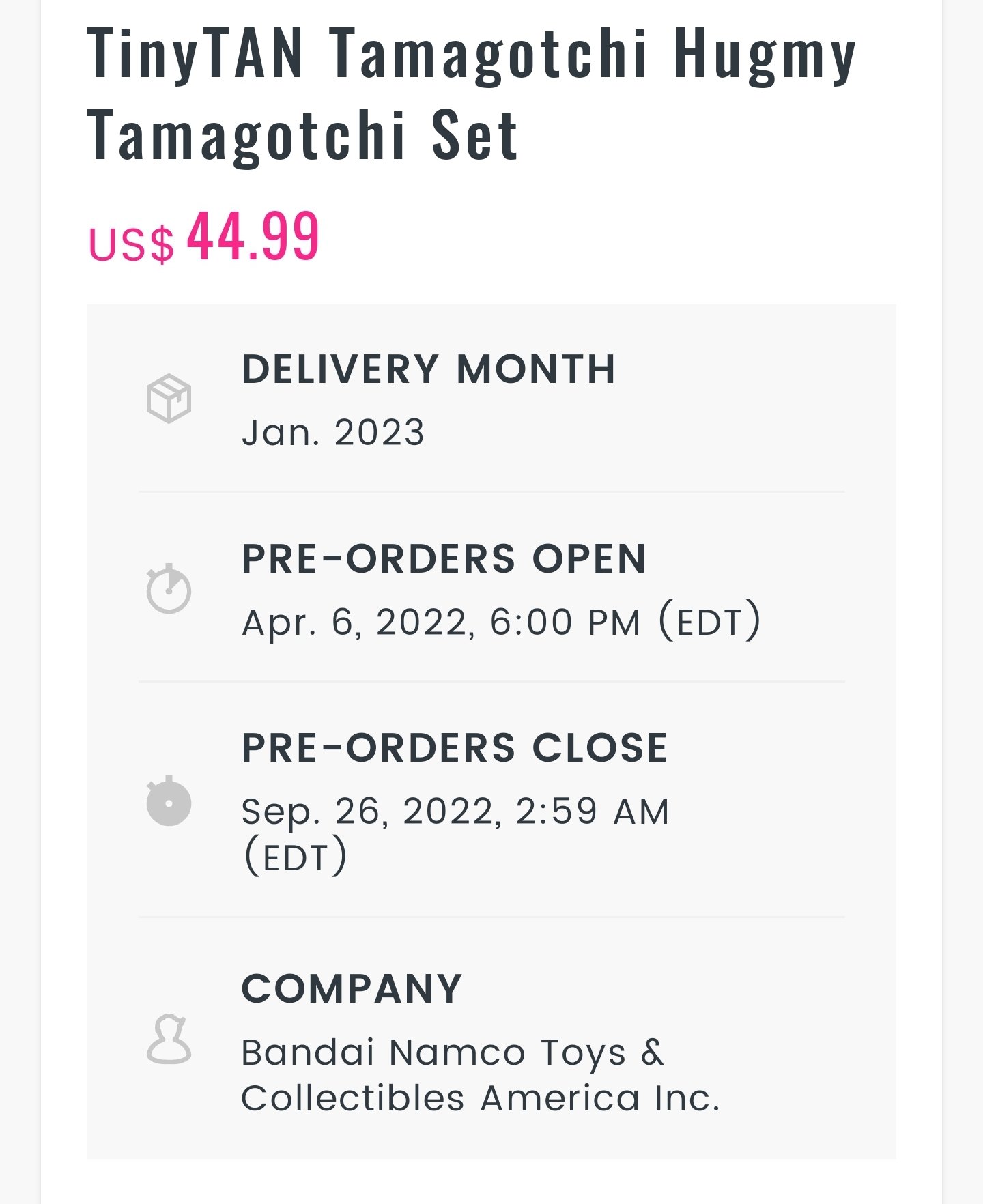 Bandai Namco x BTS TinyTan Tamagotchi Release