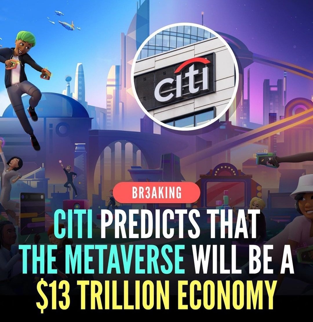 eu_metaverse's tweet photo. Citi bank has projected that by 2030, the Metaverse will capture five billion users - and be a thriving $13T economy. 

Citi analysts dubbed the Metaverse "the next generation of the internet." https://t.co/ytRBdKfqmC