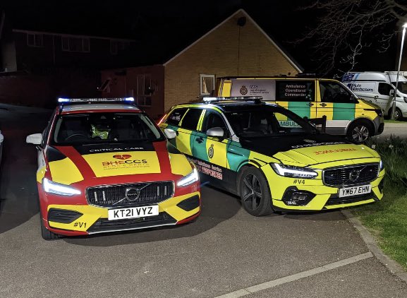 #v1 &amp; #v4 together last night <a href="/RAF_Henlow/">RAF Henlow</a> <a href="/BHECCS/">Beds & Herts Emergency Critical Care Scheme</a> <a href="/EeastTbarker/">Tom Barker</a> <a href="/EastEnglandAmb/">EEAST Ambulance Service</a> <a href="/StnCdr_Henlow/">Wg Cdr Chris Brooke</a> @Smarterm3tering