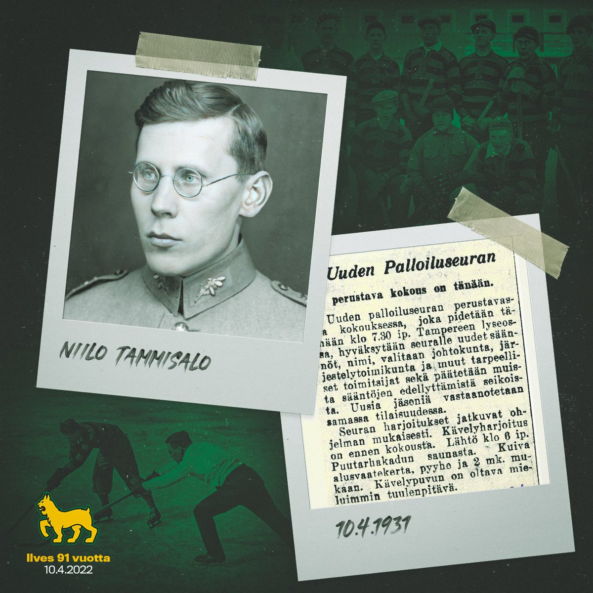 ilveshockey's tweet photo. Rakkaan seuramme perustamisesta tulee tänään kuluneeksi 91 vuotta – onnea, Ilves! 💚💛

Lue Ilves ry:n perustamiskokouksesta Ilves-historia -sivulta!

📝 Ilves-historia: https://t.co/RMpnXhmuP2

#Ilves #Liiga https://t.co/KLVfosb2tf