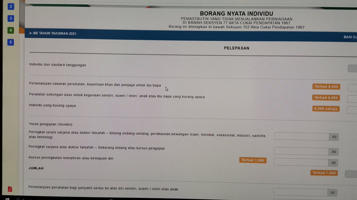 DamionAng's tweet photo. @LHDNMofficial Mohon pencerahan tentang pelepasan penjagaan ibu bapa yang terhad RM3,000 untuk tahun taksiran 2021 mana ruang untuk isi? Tq. https://t.co/q9w9iWA6UB
