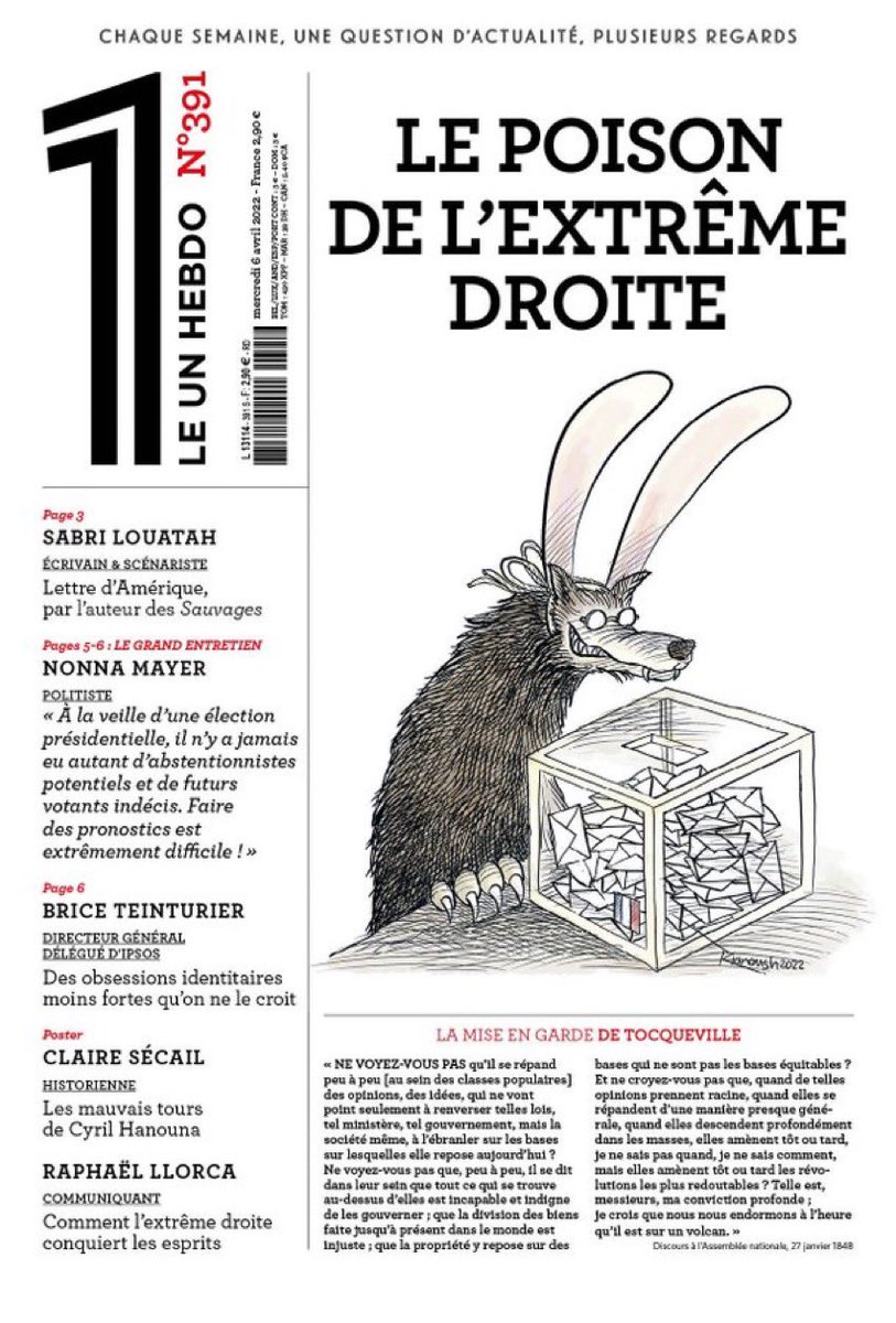 Conseil lecture dominicale #extremedroite <a href="/ericfotto/">eric fottorino</a> <a href="/Le1hebdo/">Le 1</a> #prisedeconscience #presidentielles2022