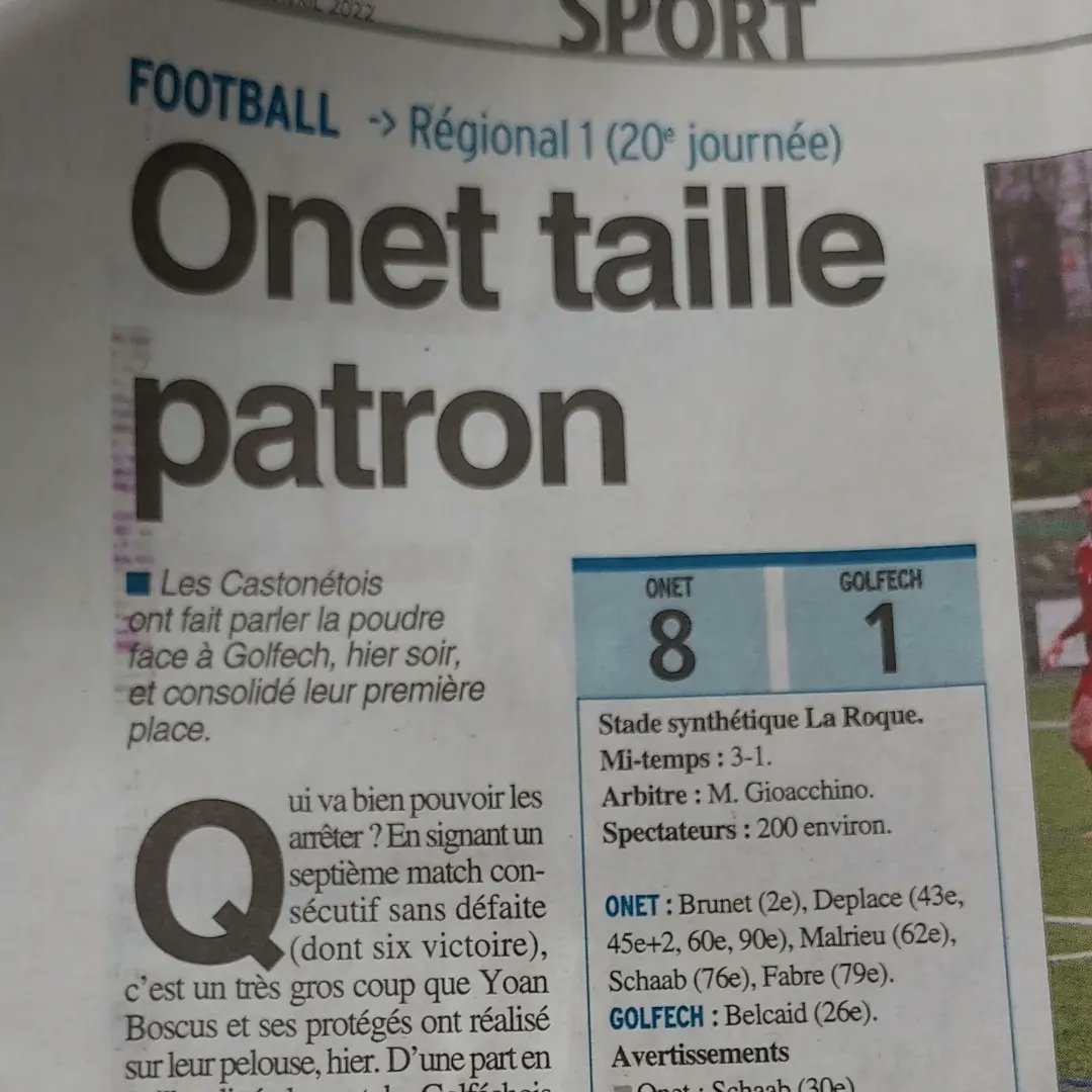 RÉGIONAL R1 OCCITANIE 

Édition Centre Presse ce dimanche 10 avril