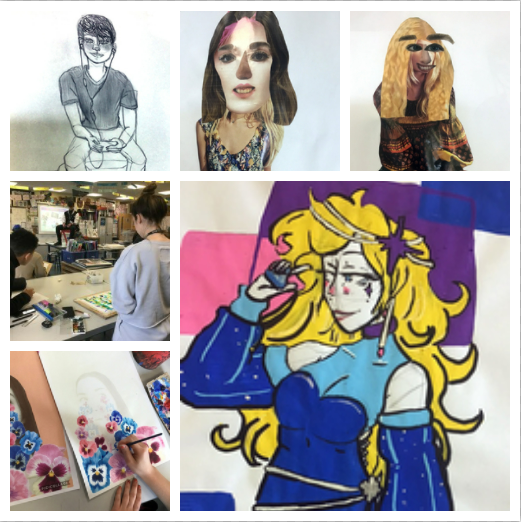 Ormskirk6thForm's tweet photo. OSF students have been creating some fantastic work during their Art for Pleasure Enrichment sessions, including life drawing, embroidery, surface pattern, portraiture, Airfix modelling, collage and just fun colouring #ormskirk6thform #funinart #enrichment https://t.co/AMEtA5HCWr