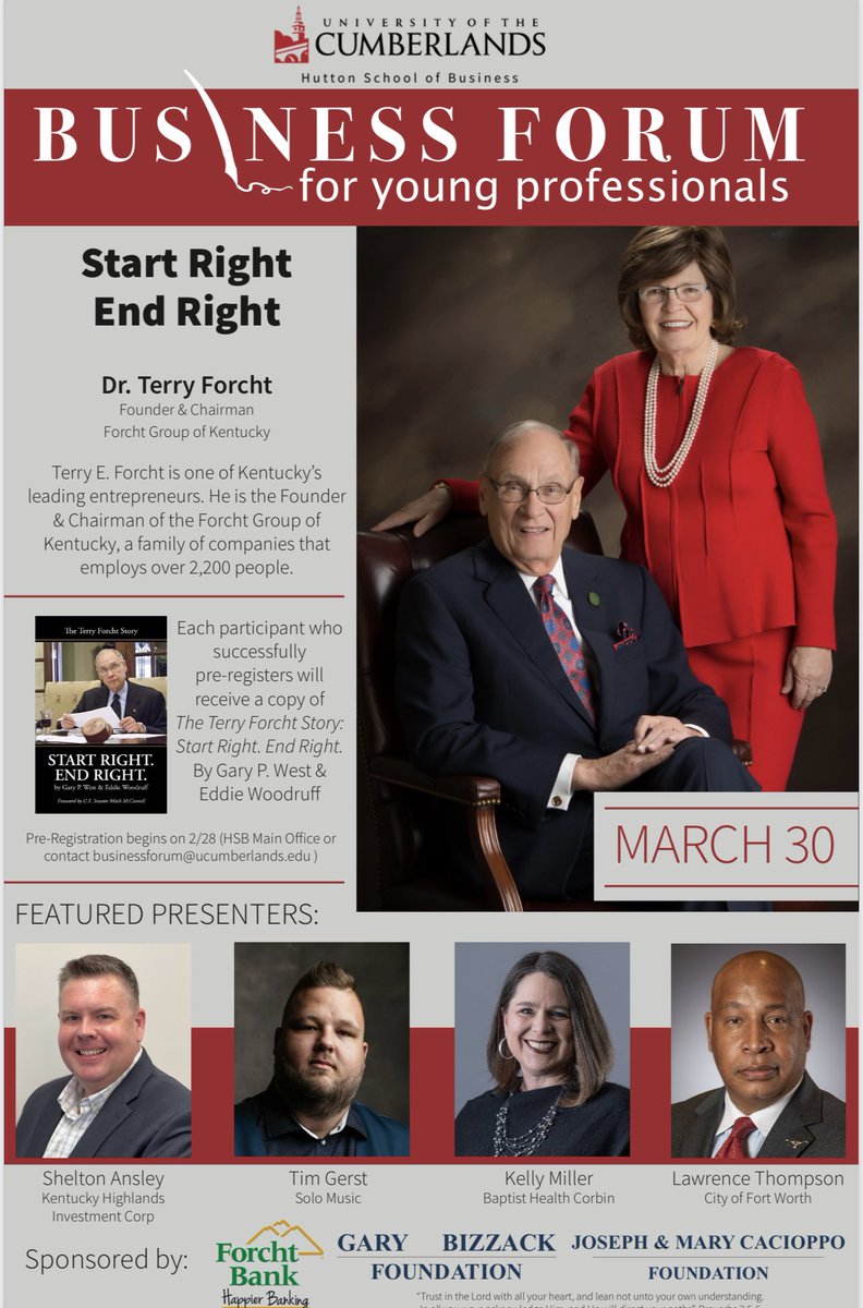 timgerst's tweet image. Honored to be presenting at the @UCumberlands Business Forum for Young Professionals tomorrow! Will be fun being back on campus for the first time in 14 years!