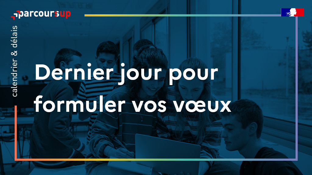 📢 Vous avez jusqu'à ce soir, 29 mars (23h59 heure de Paris), pour formuler vos vœux sur #Parcoursup.

ℹ️  Vous avez jusqu'au 7 avril pour compléter votre dossier (projets de formation motivés, bulletins etc.) et confirmer vos vœux.

Notre FAQ ➡️parcoursup.fr/index.php?desc…
