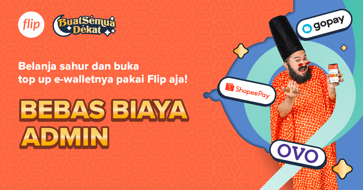 flip_id's tweet photo. Mau top up e-wallet untuk sahur dan buka puasa nanti tapi takut kena biaya admin?

Sini Kak pake Flip! Selalu bebas biaya admin!😄