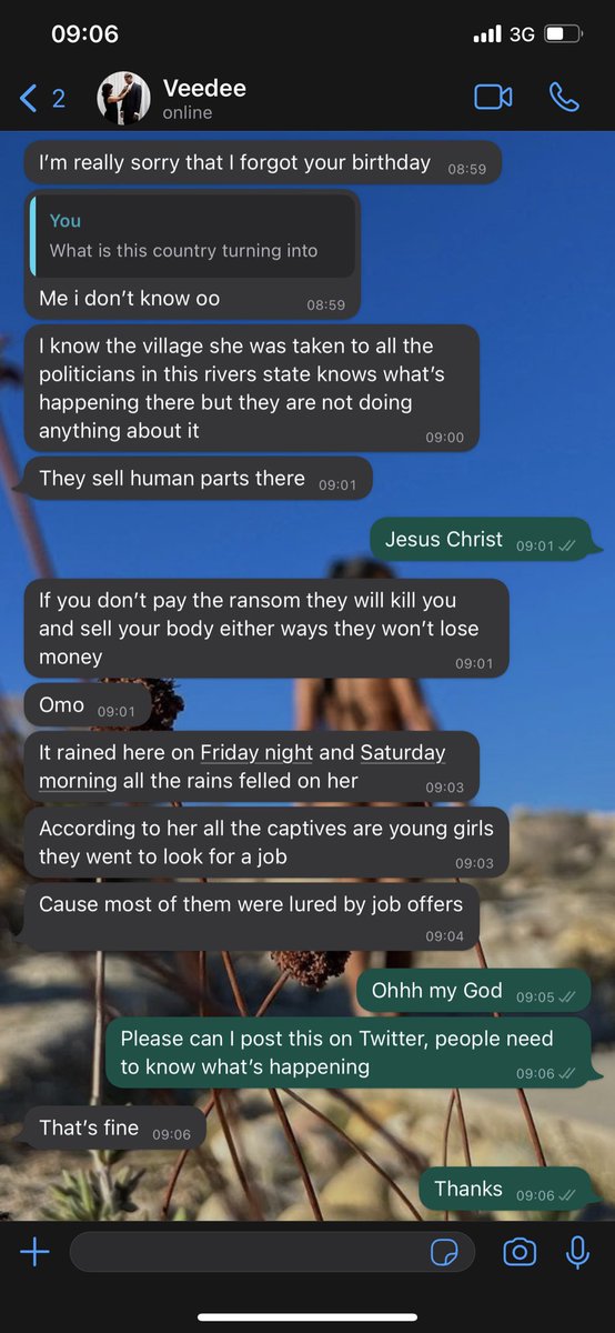 _JUSTADACHI's tweet photo. @DavidHundeyin I had one hell of a terrifying conversation with my friend this morning, I’m still in shock. his sister was kidnapped in Portharcourt but he had to pay the ransom else she would have been killed.Nigeria is one hell of a scary country. Everyone,please run if you can https://t.co/7AzhM8x0ZZ