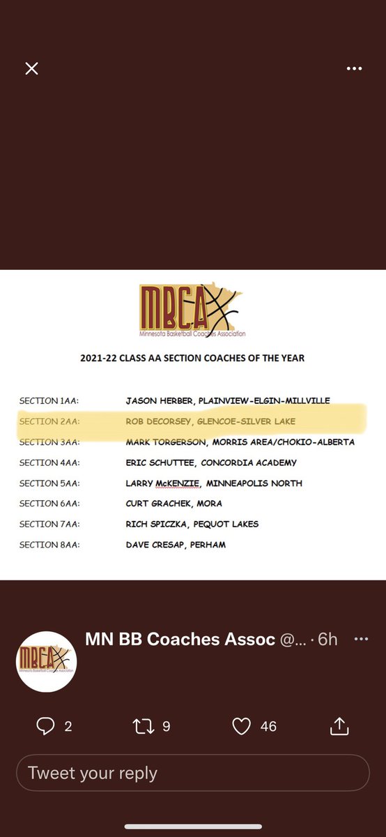 Proud of my college roommate for being named section coach of the year. Way to go, Robby!