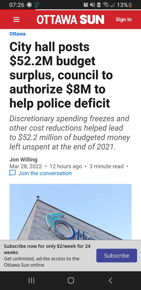 mrkm0306's tweet photo. @JimWatsonOttawa remember when I asked in April 2020 if our property taxes would be lower during the pandemic because of all the service cuts and you said no because you were "redeploying" resources? Well looks like you didn't redeploy enough... $52.2M budget surplus??? #COVID19 https://t.co/wVfSsu453G