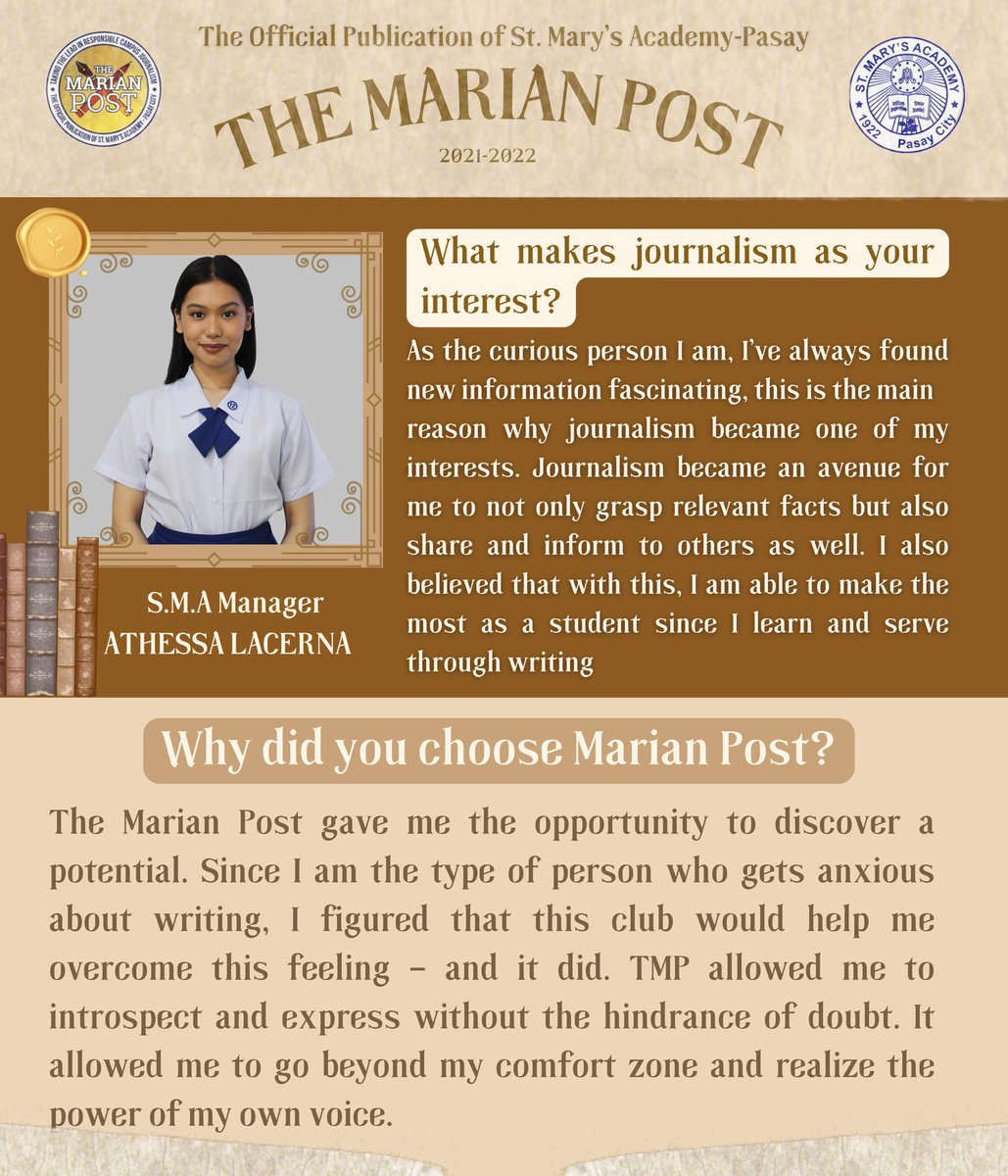 TheMarianPost_'s tweet photo. Social Media Managers: Athessa Croseielle M. Lacerna https://t.co/SND3n6q396