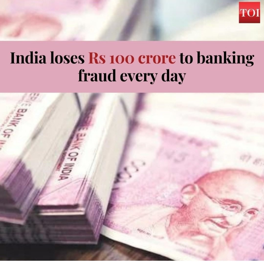 YourAnshuThakur's tweet photo. #India_lost at least Rs #100_Crore everyday to #Bank_Fraud or Scams Over the Past #7_Years-:
#Demonetisation 👎👎
#ModiHaiToMumkinHai 🤟 https://t.co/5qDCodjXsZ